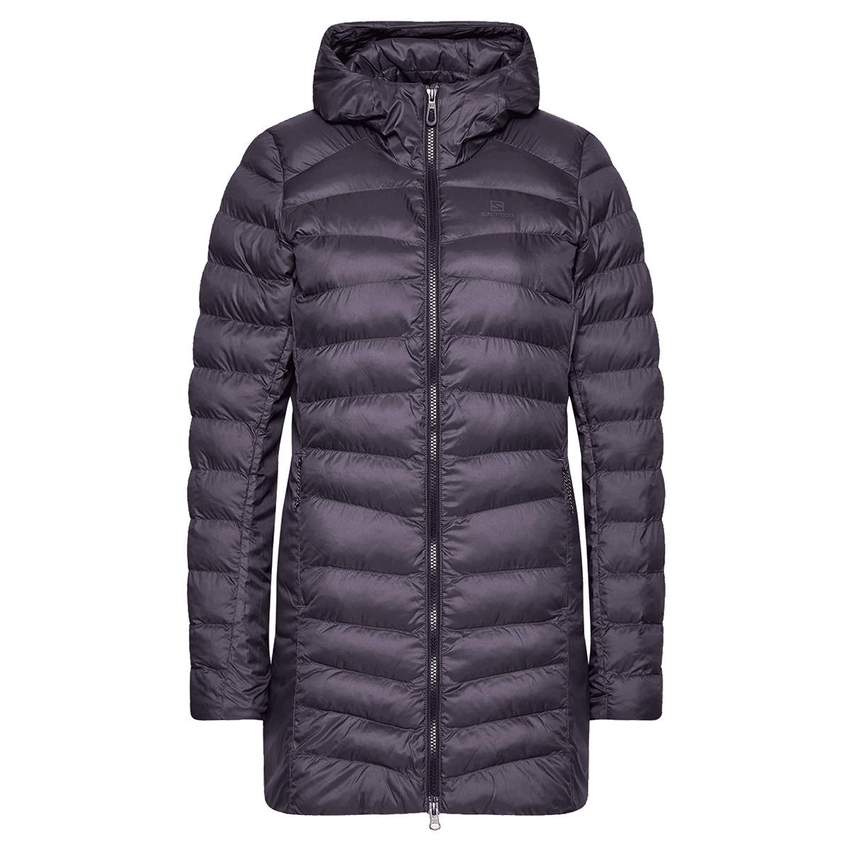 Prešívaná bunda Salomon SIGHT STORM Padded Hooded Long Jacket Šedá | LC1390800, 0