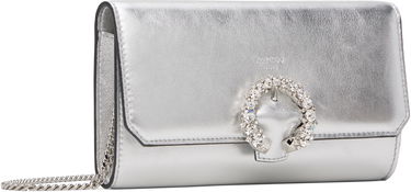 Peňaženka Jimmy Choo Jimmy Choo Wallet on a Chain with Crystal Buckle Metalická | WALLET W/CHAIN, 1