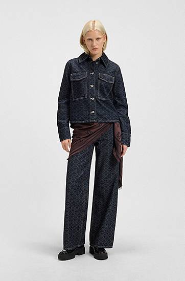 Šál BOSS Stacked-Logo Jacquard Modal Scarf Hnedá | 50517684, 1
