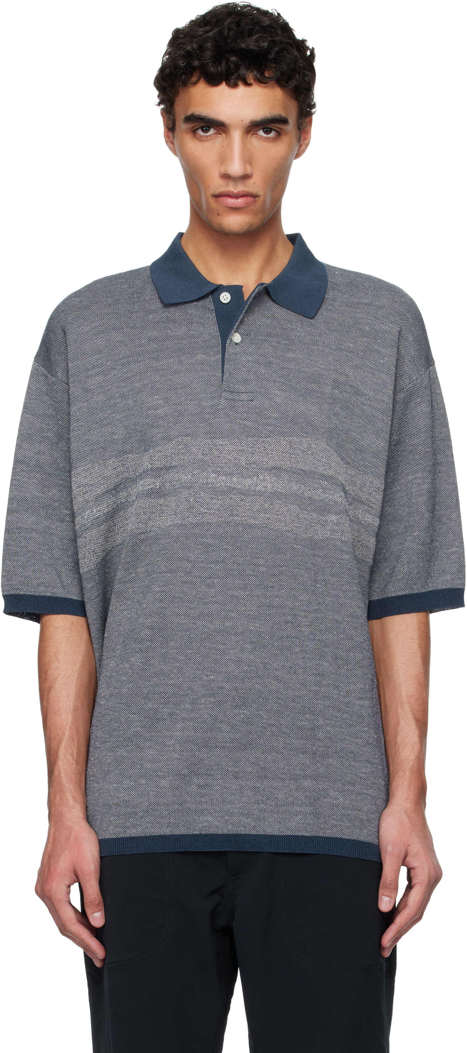 Polo tričko NANAMICA nanamica Linen Knit Polo Modrá | S25SH016U, 0