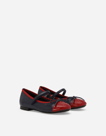 Tenisky a topánky Dolce & Gabbana Calfskin and Patent Leather Ballet Flats with Bow Navy | D11273A792489919, 1