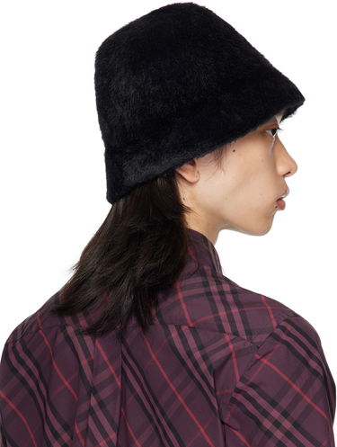 Klobúk Burberry Burberry Knight Stamp Faux Fur Bucket Hat Čierna | 8114048, 2
