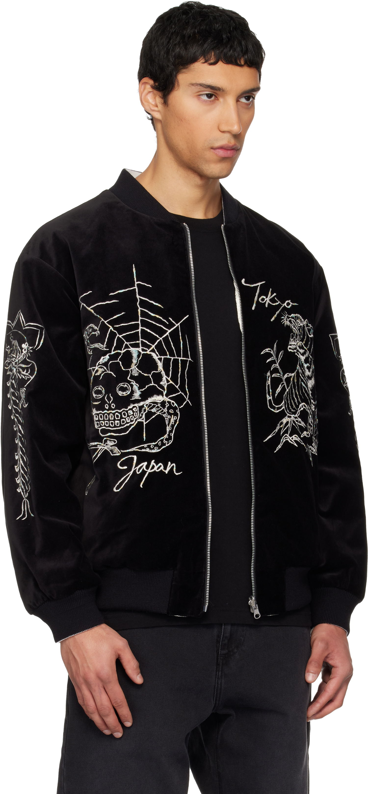 Bomber bunda Neighborhood Reversible Embroidered Souvenir Jacket Čierna | 252AQNH-JKM03, 1