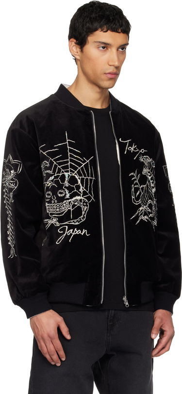 Bomber bunda Neighborhood Reversible Embroidered Souvenir Jacket Čierna | 252AQNH-JKM03, 1