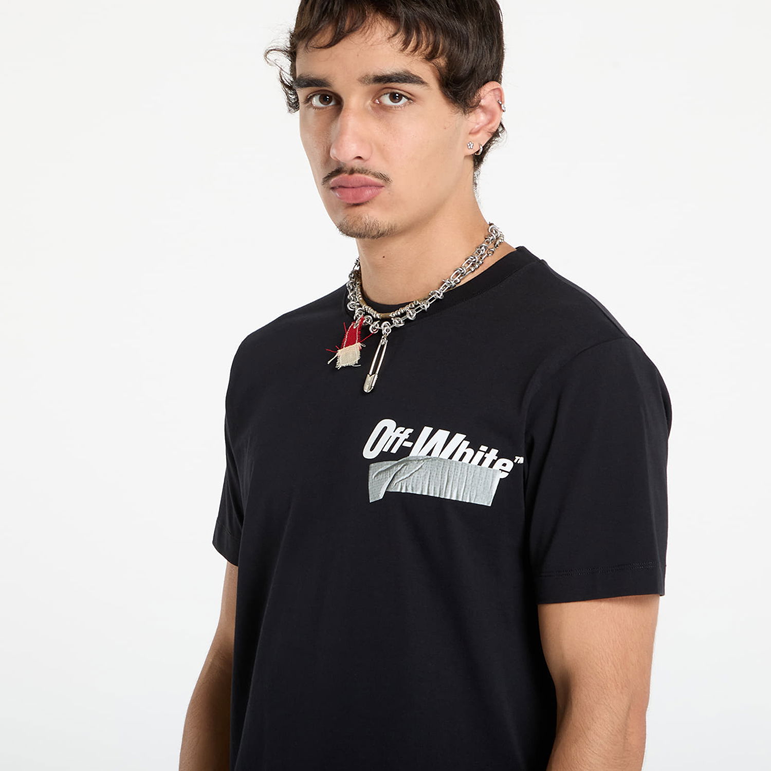 Tričko Off-White Off-White Cupid Tape Slim Fit Short Sleeve T-Shirt Čierna | OMAA027F25JER00B1001, 1
