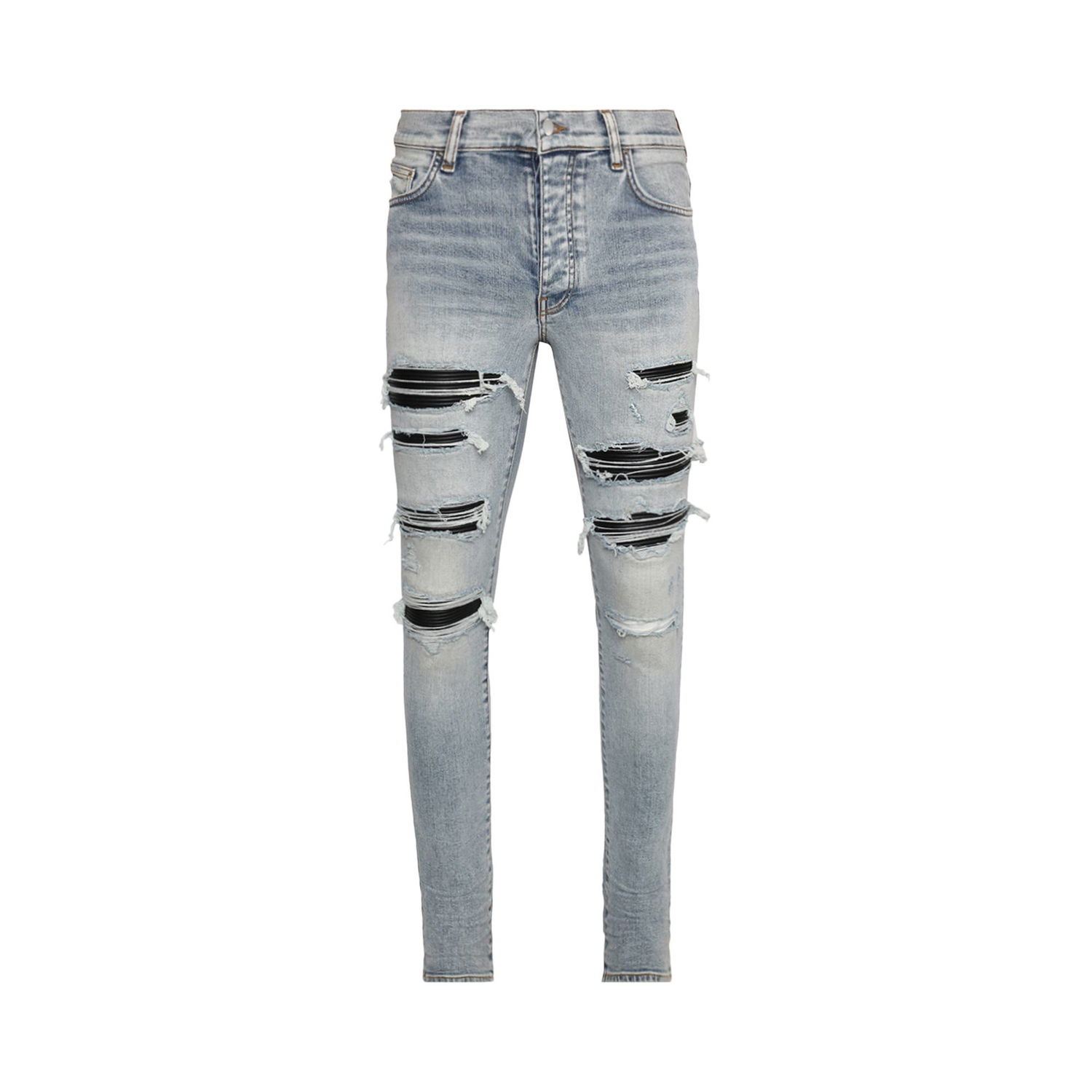 Džínsy AMIRI Leather Thrasher Jeans Modrá | PS23MDS008 765 STON, 1