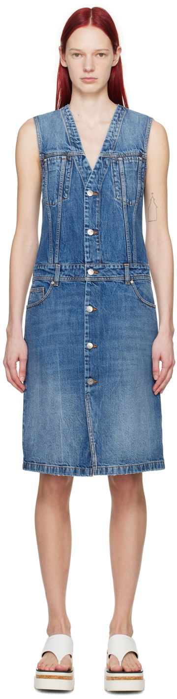 Paneled Denim Midi Dress