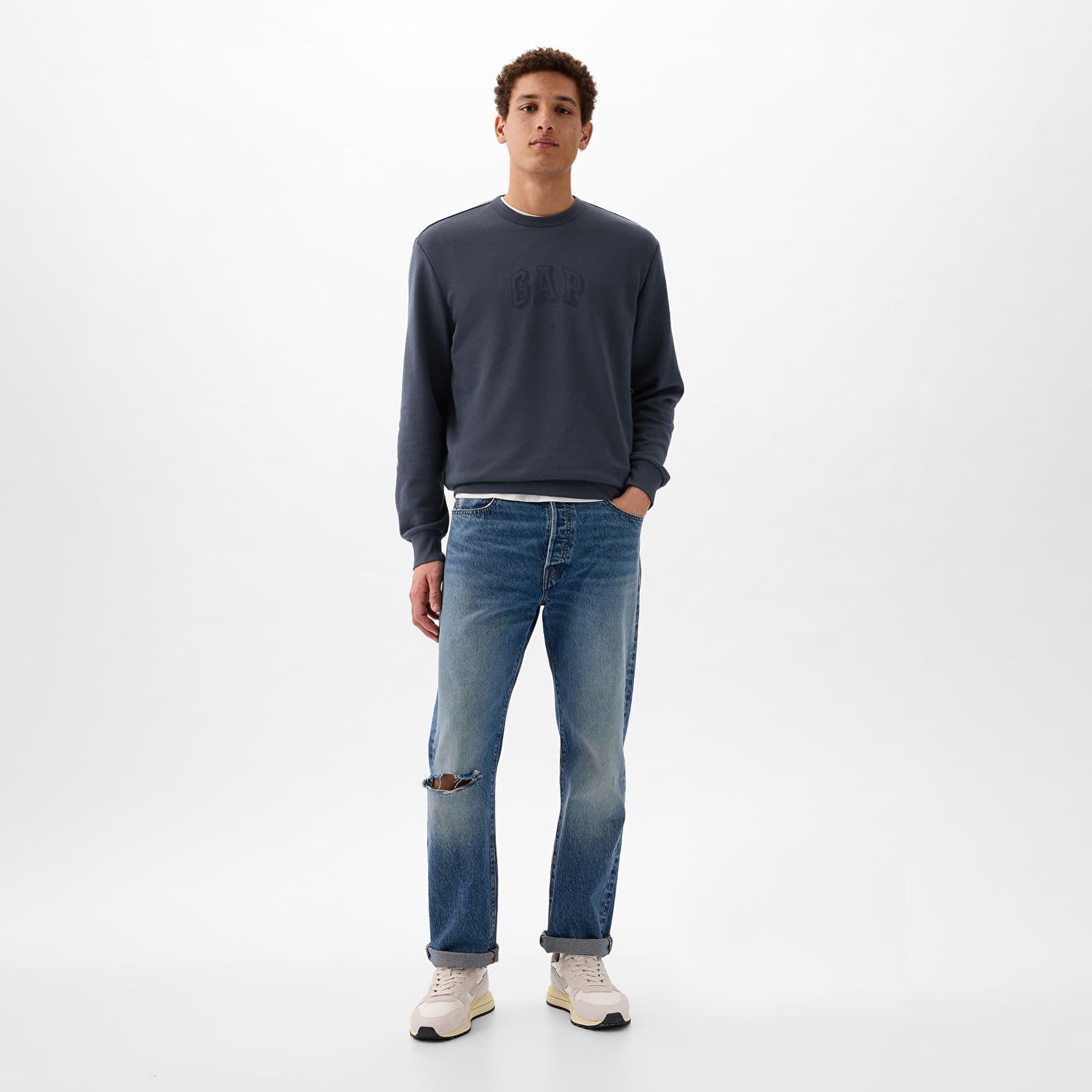 Mikina GAP Logo Crewneck Sweatshirt Deep Sailor Blue Navy | 868456-02, 1