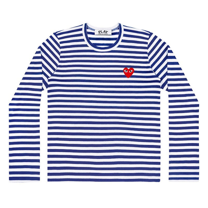 Tričko Comme des Garçons Play Striped Long Sleeve T-Shirt Modrá | AZ-T163-051-2