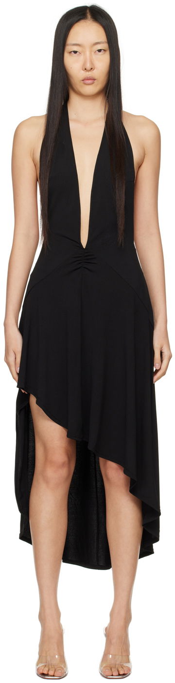 Šaty Miaou Miaou Elena Halter Asymmetrical Midi Dress Čierna | 5044VISBLK, 0