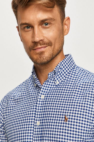 Košeľa Polo by Ralph Lauren Custom-Fit Oxford Checked Shirt Modrá | 710549084010, 4