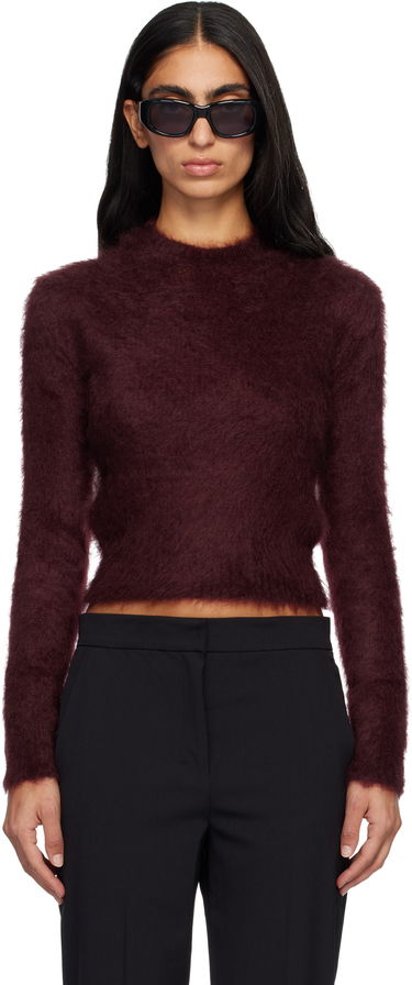 Sveter Max Mara Max Mara Adatti Fuzzy Cropped Mock-Neck Sweater Vínová | 2521366263600, 0