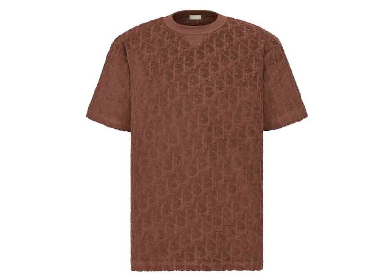 Tričko Dior Dior Oblique Relaxed Fit Terry Cotton Jacquard T-Shirt Hnedá | 113J692A0614_C777