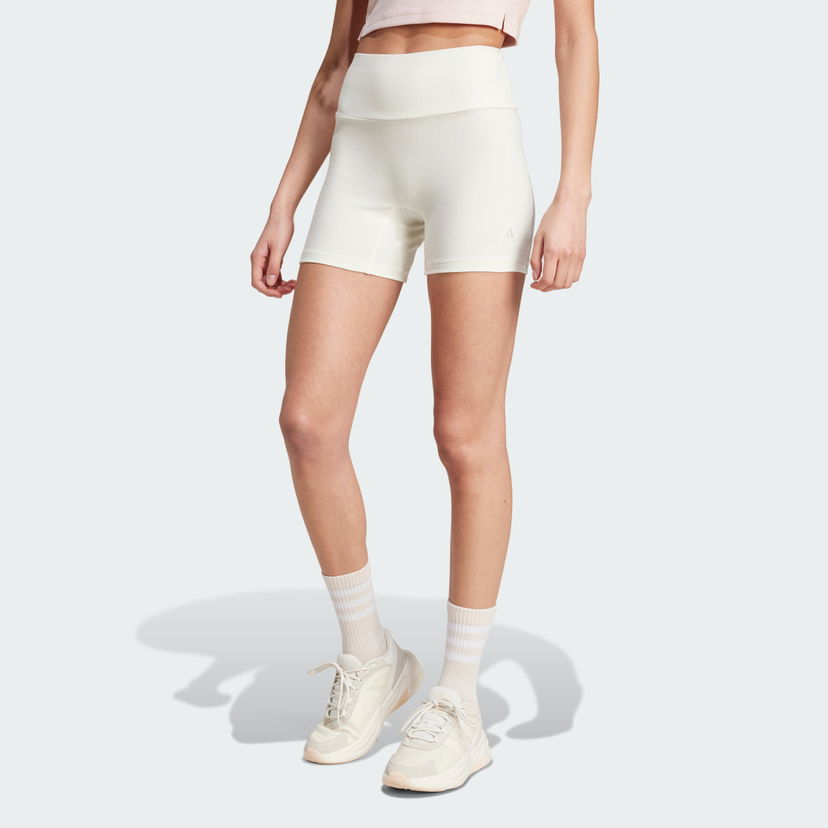 Šortky adidas Performance Lounge Ribbed High-Waist Bike Shorts Biela | IY6740