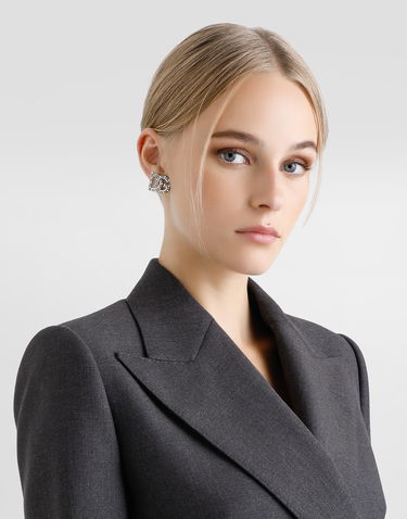 Náušnice Dolce & Gabbana Silver Metal Earrings With Rhinestone Logo Metalická | WER2L4W111187655, 1