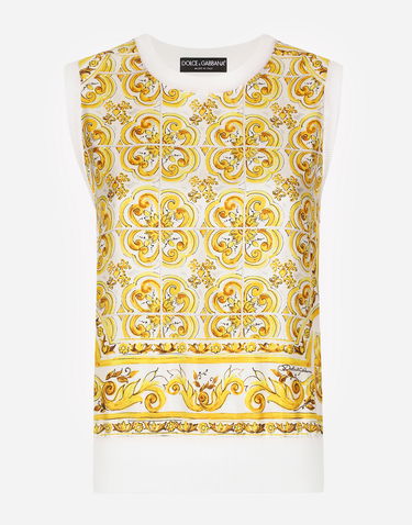 Tielko Dolce & Gabbana Sleeveless Sweater With Print Biela | FXT06TJBSJEHG3TN, 0