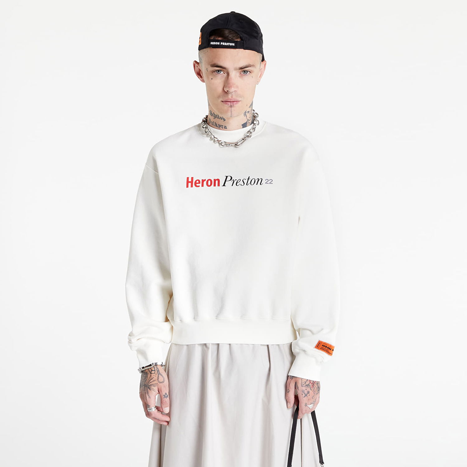Mikina HERON PRESTON Multi Heron Censored Crewneck Biela | HMBA020F22JER0070184, 0