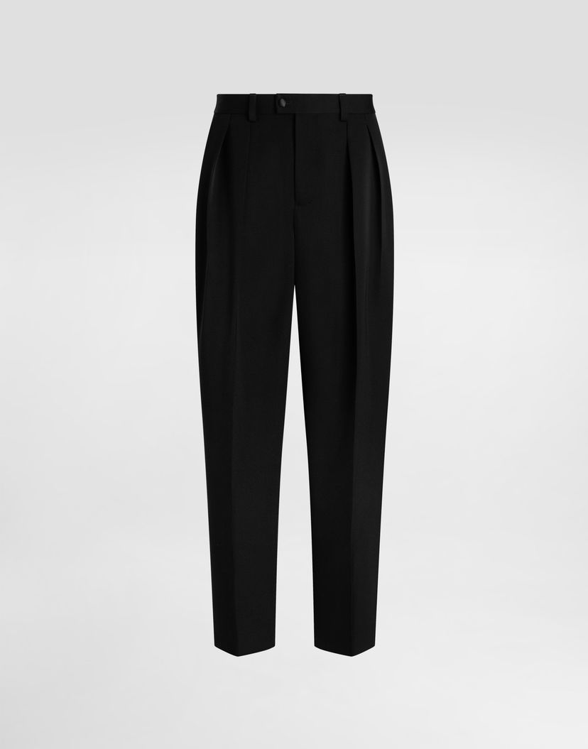 Nohavice Dolce & Gabbana Dolce & Gabbana Wool Gabardine Pleated Trousers 46 Čierna | GP16KTFU21EN0000
