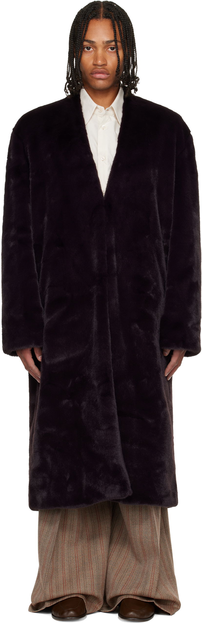 Kabáty Casablanca Shawl Faux-Fur Coat Čierna | M-AW25-OT-218-01