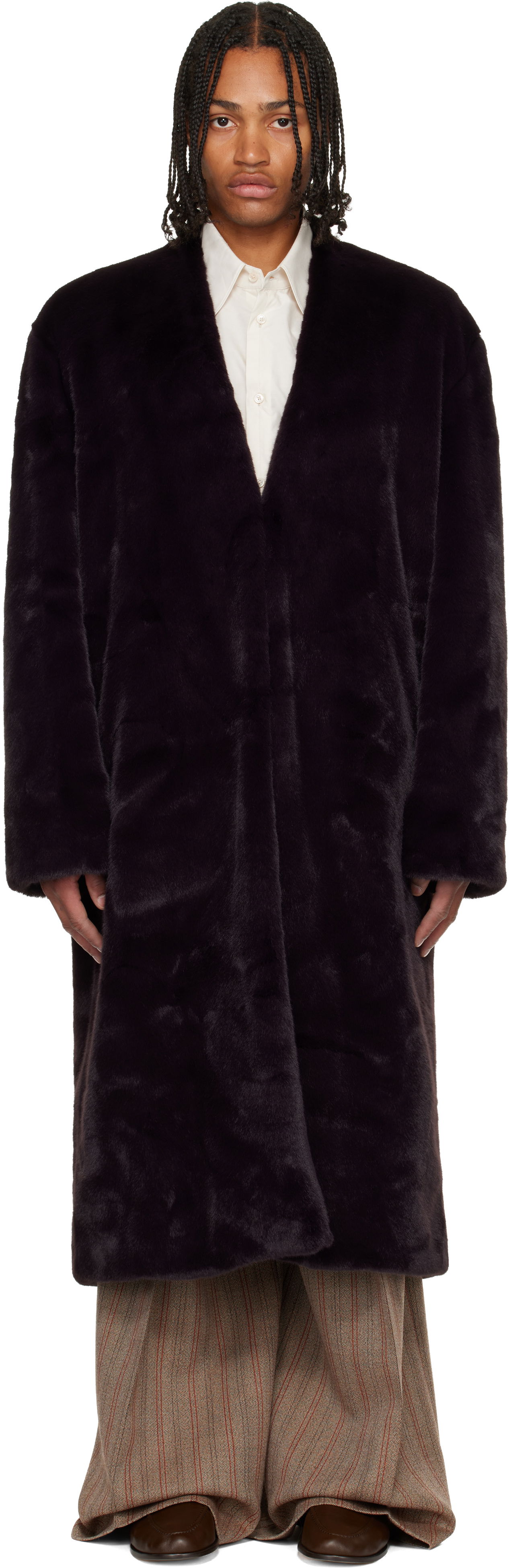 Kabáty Casablanca Shawl Faux-Fur Coat Čierna | M-AW25-OT-218-01, 0