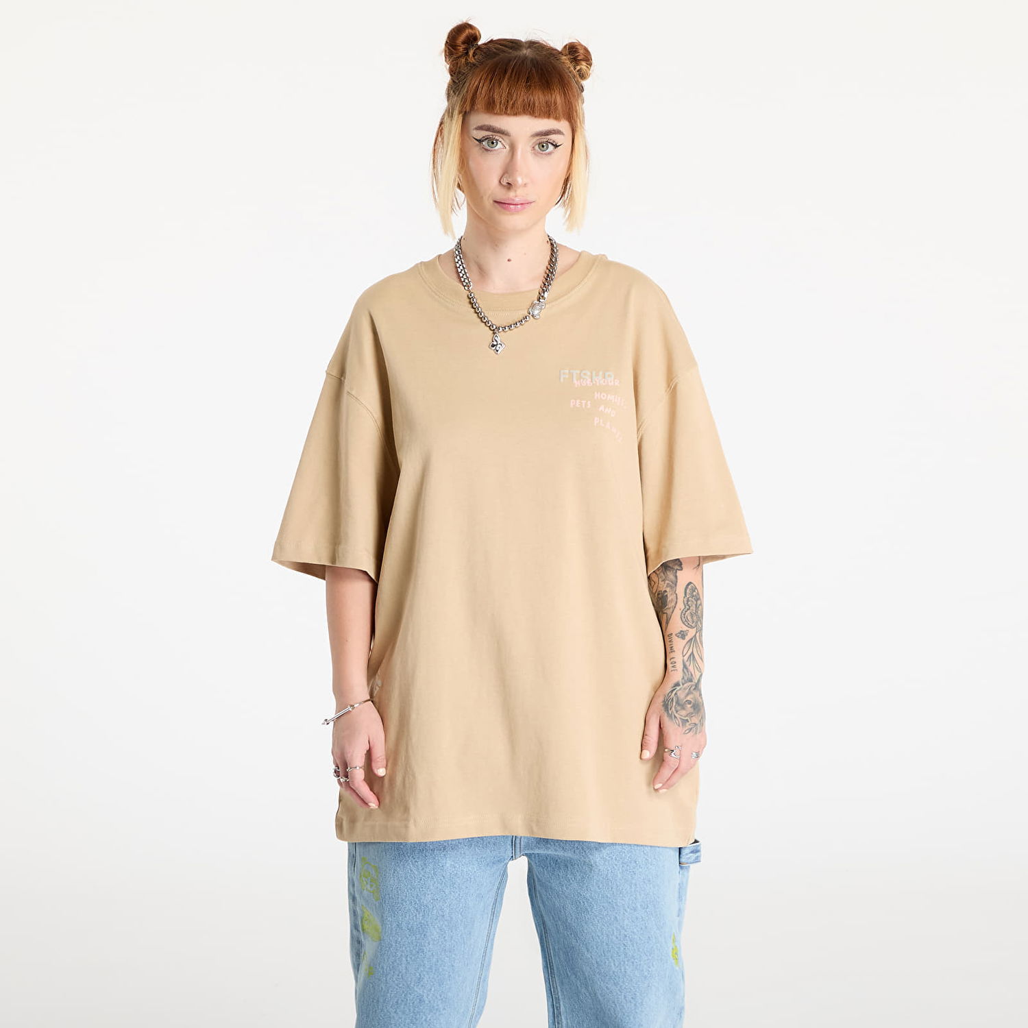 Tričko Footshop Spiritual Gangster Graphic Print T-Shirt Béžová | FTSHP_387, 1