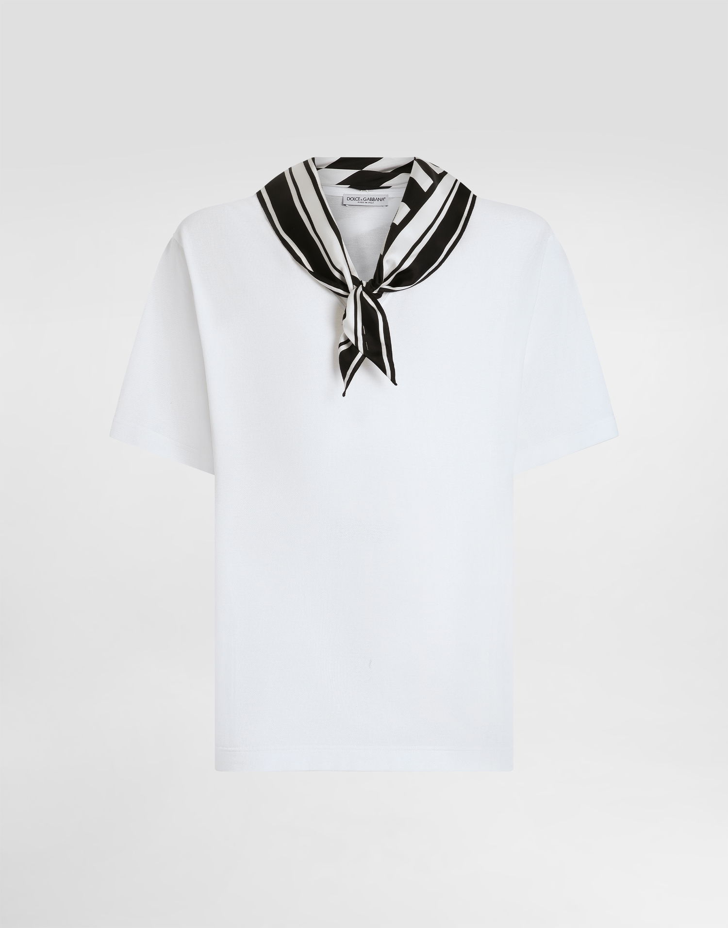 Tričko Dolce & Gabbana Dolce & Gabbana Jersey T-Shirt with Silk Scarf Biela | G8SR8TG7O8EW0800, 0