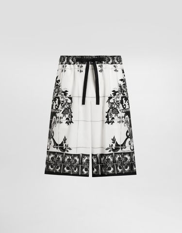 Šortky Dolce & Gabbana Dolce & Gabbana Majolica-Print Poplin Shorts Biela | GV37ATHH5ECI33TN, 0