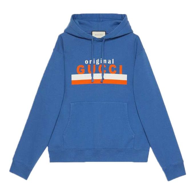 Mikina Gucci Original Logo Print Long Sleeve Hoodie Modrá | 626989-XJCOR-4370