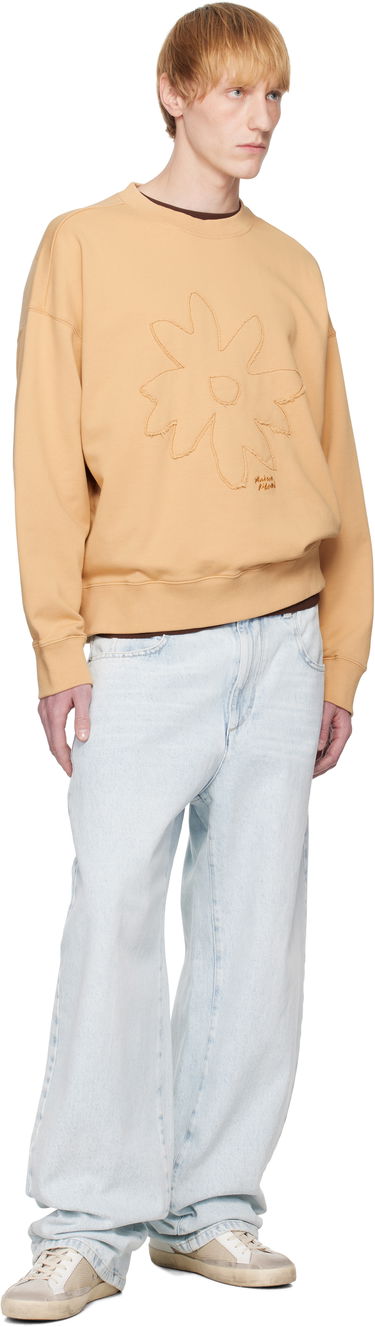 Sveter MAISON KITSUNÉ Maison Kitsuné Crafted Daisy Oversize Sweatshirt Béžová | OM00306KM0001, 3