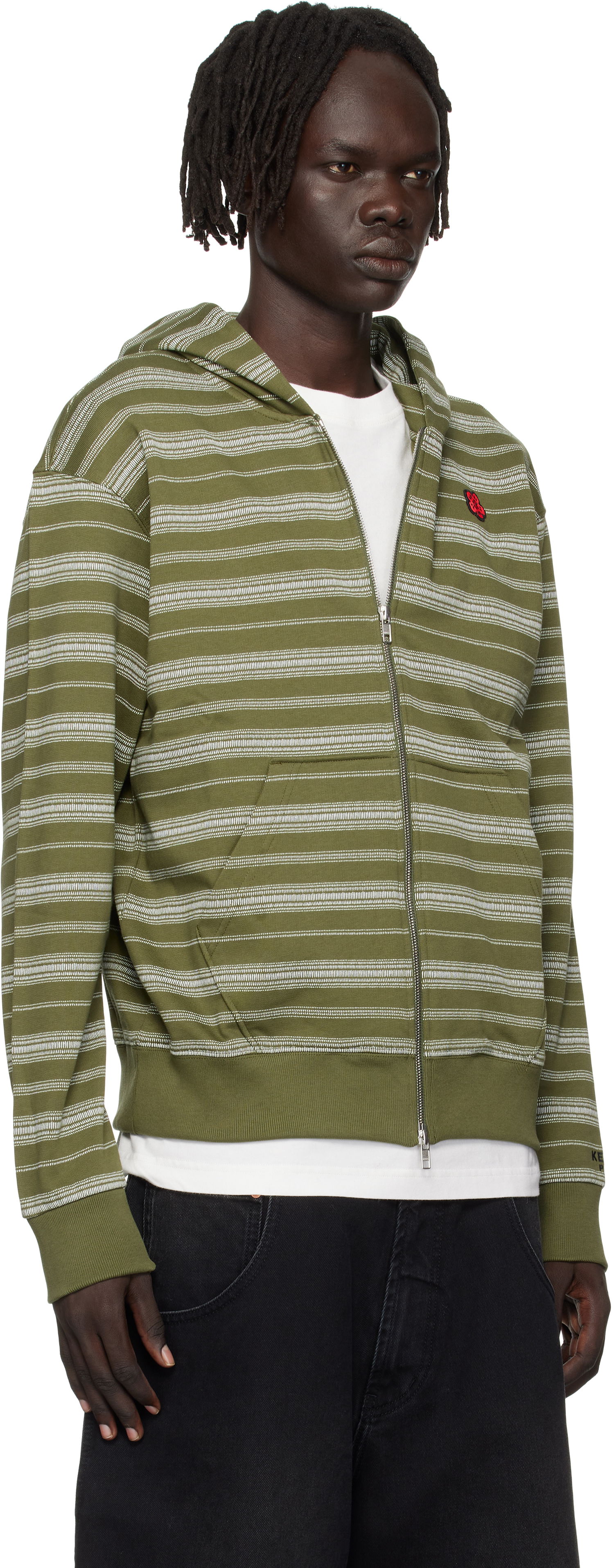 Mikina KENZO Kenzo Paris 'Boke Flower' Striped Embroidered Zip-Up Hoodie Zelené | FF65HO2524MS, 1