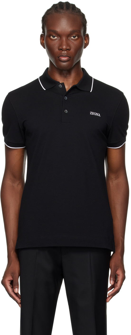 Polo tričko ZEGNA Stretch Cotton Polo Čierna | E7358A5-B746-K09, 0
