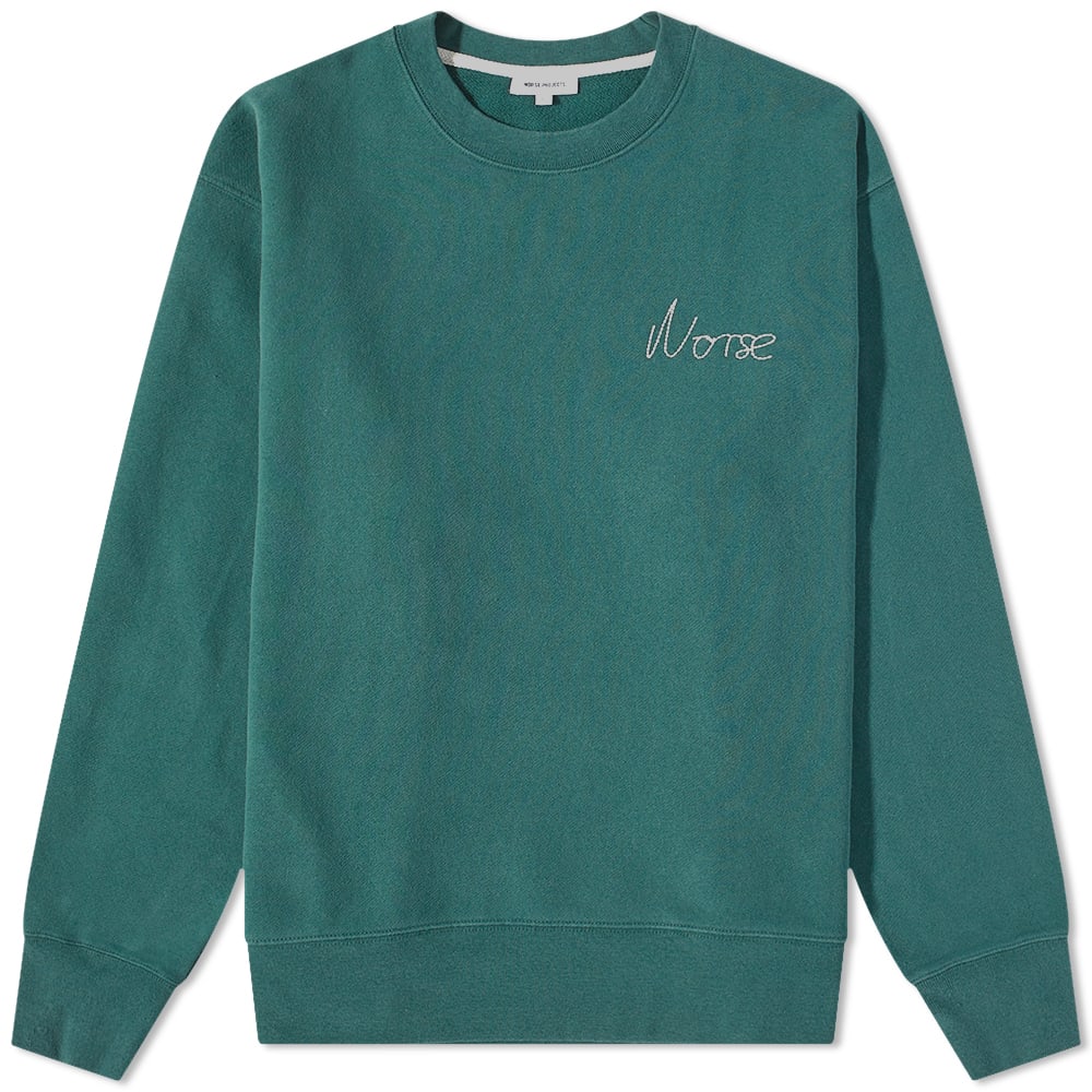 Mikina NORSE PROJECTS Arne Chain Stitch Logo Crew Sweat Zelené | N20-1347-8112, 0