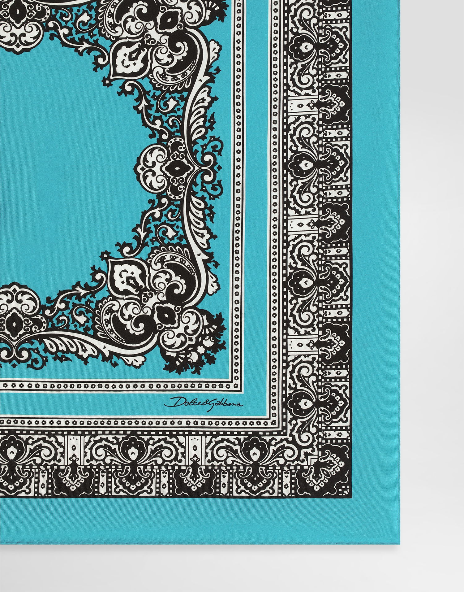 Šál Dolce & Gabbana Dolce & Gabbana Silk Print Scarf Tyrkysová | GQ348EG0TIHHT5IK, 1