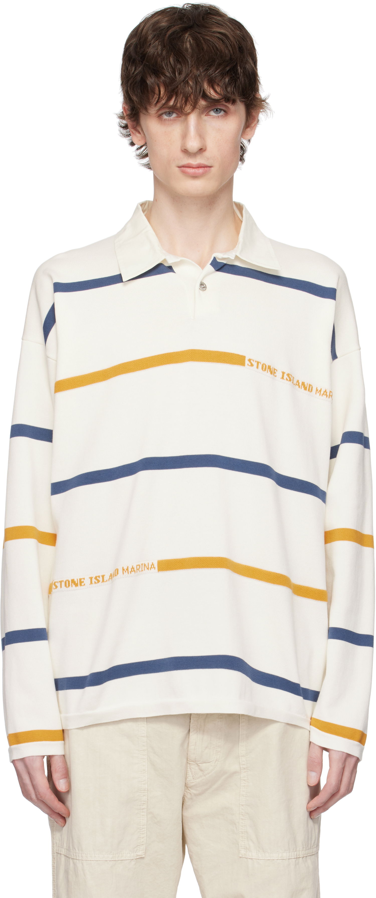 Polo tričko Stone Island Stone Island Striped Organic Cotton Polo Biela | K1S15 5100035 S00XB, 0