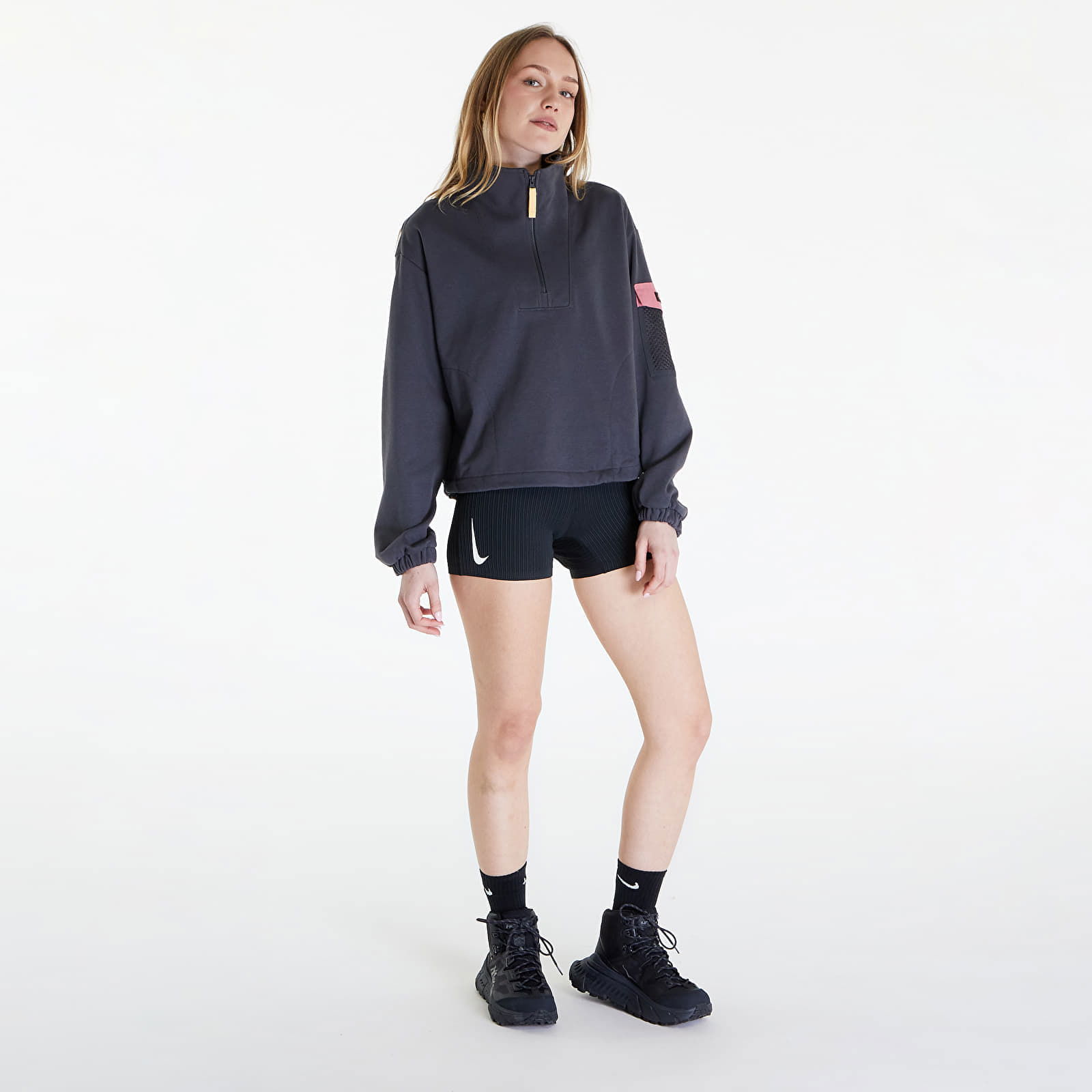 Painted Peak Cropped Sweatshirt Shark/ Pink Agave