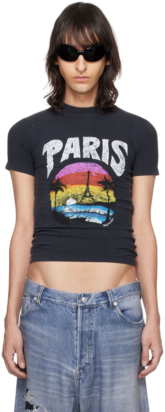 Tričko Balenciaga 'Paris' Tropical T-Shirt Čierna | 767878-TPVM2-1569, 0