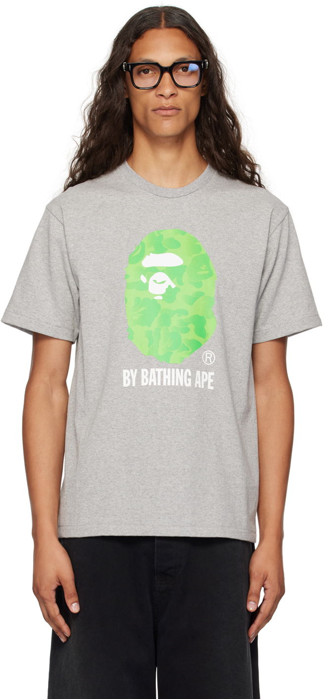 Tričko BAPE BAPE Gray Ink Camo Ape Head T-Shirt Šedá | 001TEK301305M, 0