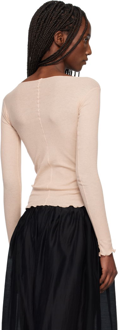 Tričko Baserange Pama Ribbed Lettuce Edge Exposed Seam Long Sleeve T-shirt Béžová | TTPAL-CR-WI25, 2