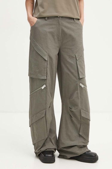 Cargo nohavice HELIOT EMIL Wide High-Waisted Cargo Pants Zelené | HE.W.10.149.DG23, 3