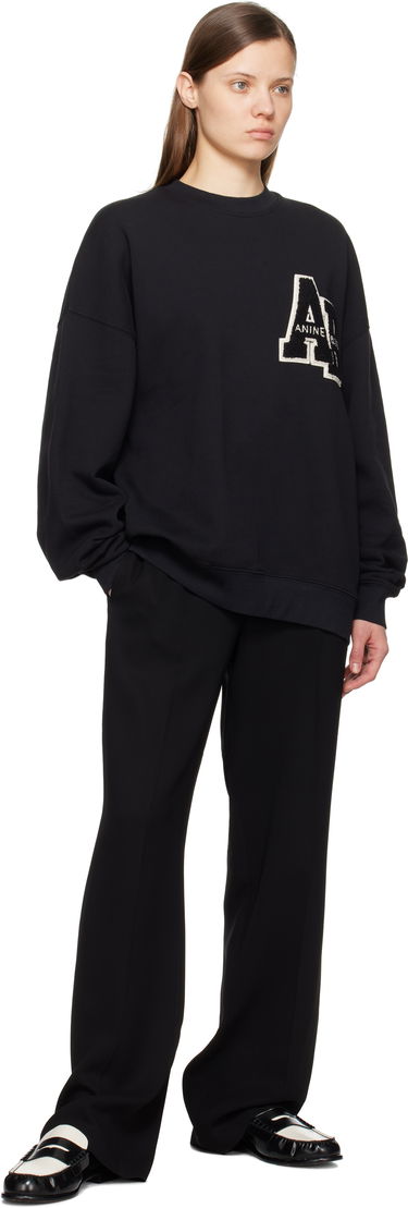 Sveter Anine Bing Anine Bing Miles Oversized Letterman Sweatshirt Čierna | A-08-10074-BLK1, 3
