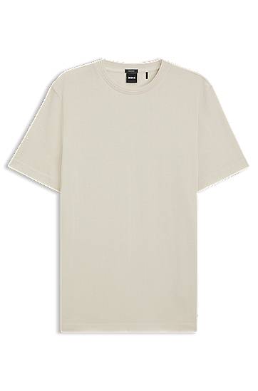 Tričko BOSS Cotton T-shirt with herringbone structure Béžová | 50549601