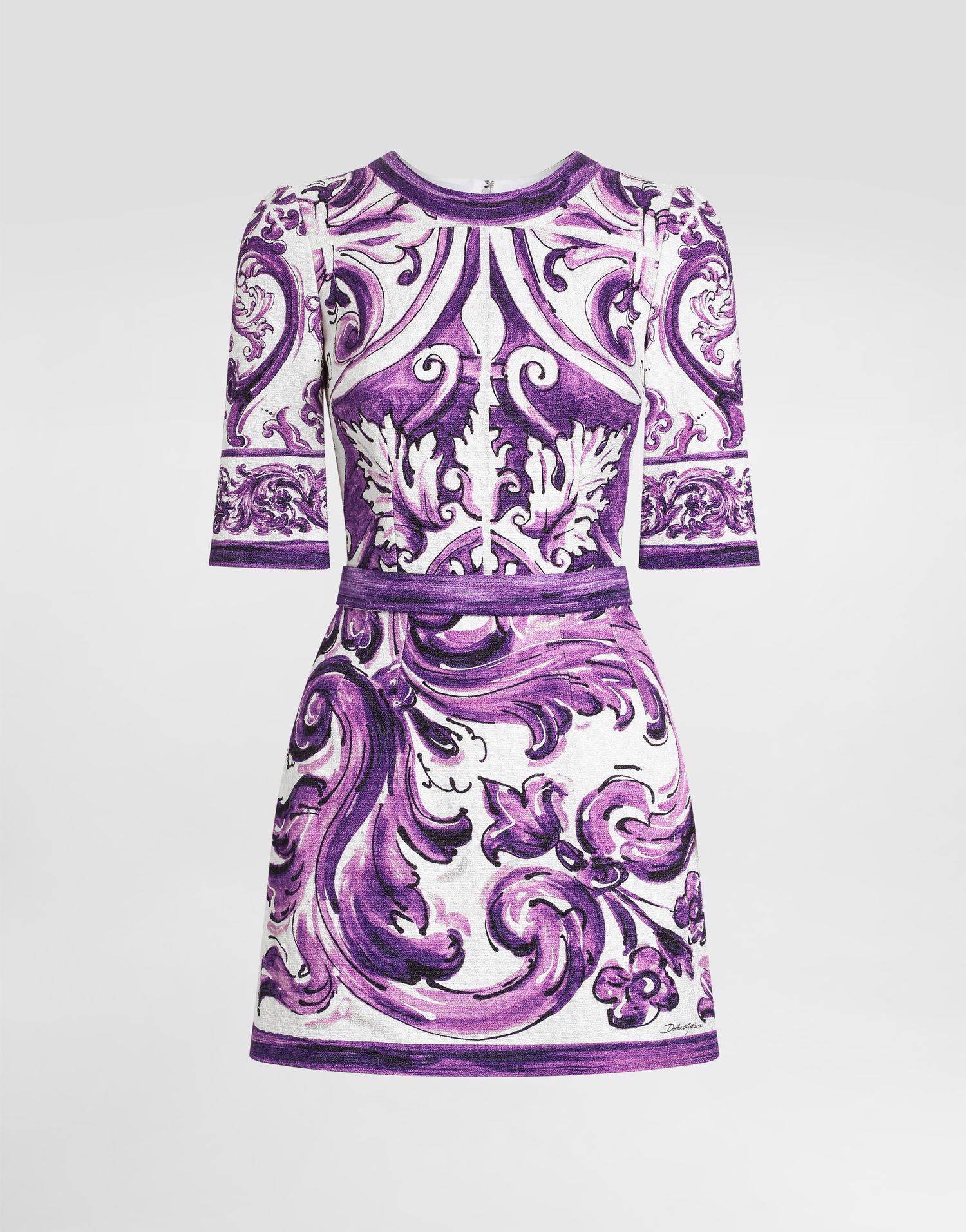 Šaty Dolce & Gabbana Dolce & Gabbana Majolica-Print Short Sleeve Mini Dress Fialová | F6TSUTFP9AKHP5DQ, 0