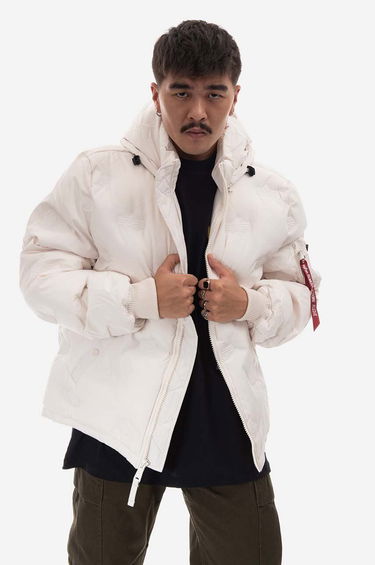 Prešívaná bunda Alpha Industries Hooded Logo Puffer Jacket Béžová | 108107.578, 0