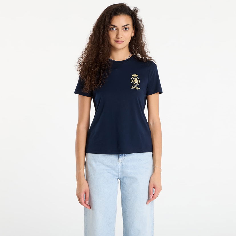 Tričko Tommy Hilfiger Tommy Hilfiger TH Crest Embroidery Crew Neck T-Shirt Navy | WW0WW46153 C1G