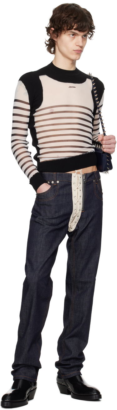 Džínsy Jean Paul Gaultier Jean Paul Gaultier 'The Contrasting Lace-Up Denim' Jeans Modrá | 25/33-F-JE162-D019-5568, 3