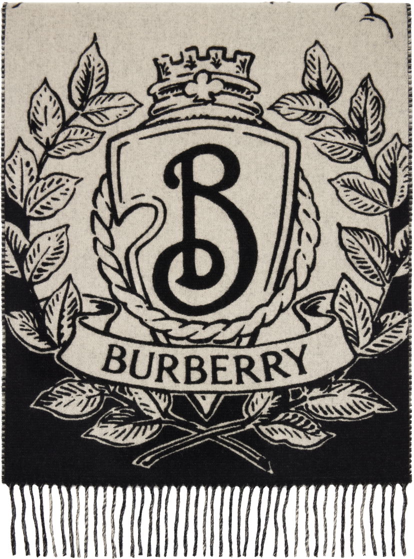 Šál Burberry Burberry Reversible Knight Crest Scarf Čierna | 8109372