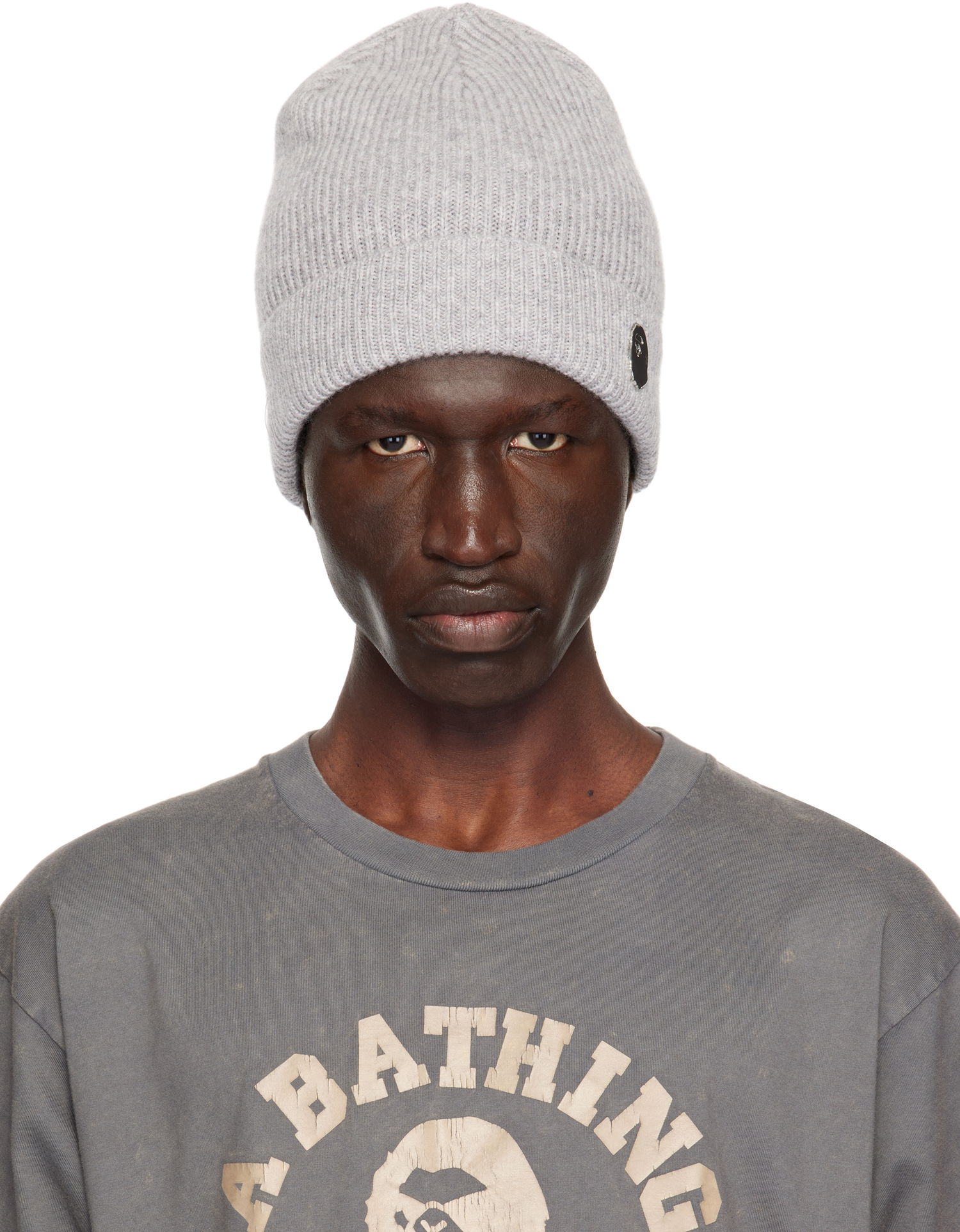 Kulicha BAPE BAPE One Point Knit Beanie Šedá | 001HTK801304M, 0
