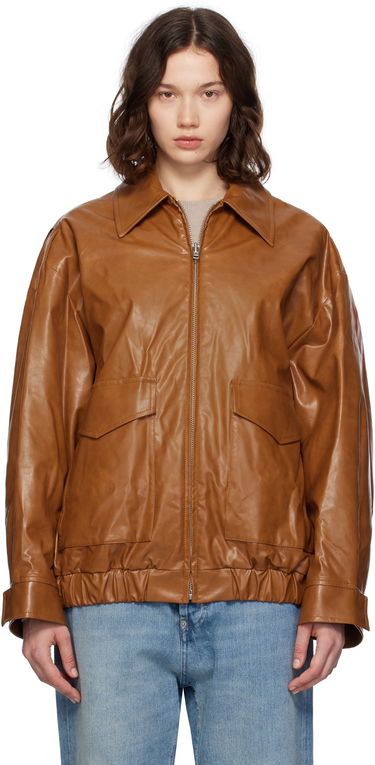 Bomber bunda Maison Margiela MM6 Maison Margiela Oversized Faux-Leather Bomber Jacket Hnedá | S52AM0325 M35465, 0