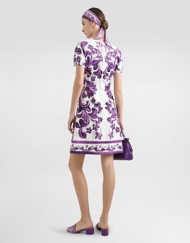 Šaty Dolce & Gabbana Dolce & Gabbana Majolica-Print A-Line Dress Fialová | F6TVATFP9ALHD5DQ, 2