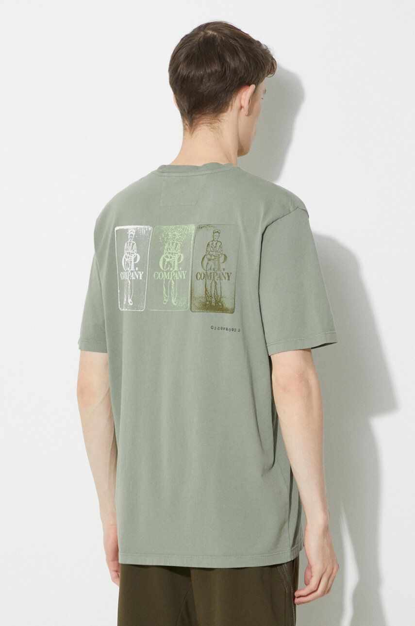 Tričko C.P. Company Three Cards Graphic T-Shirt Zelené | 16CMTS288A005431G, 0